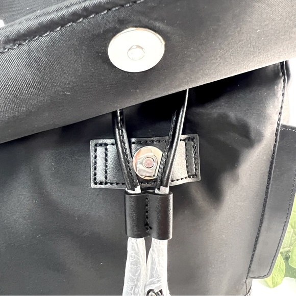 Michael Kors Medium Logo Drawstring Backpack Black/White NWT - Picture 9 of 14